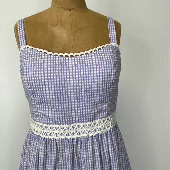 Lilly Pulitzer Dress Women 8 Olivet Stretch Midi Gingham Pocket Party Core Ni - Picture 2 of 16